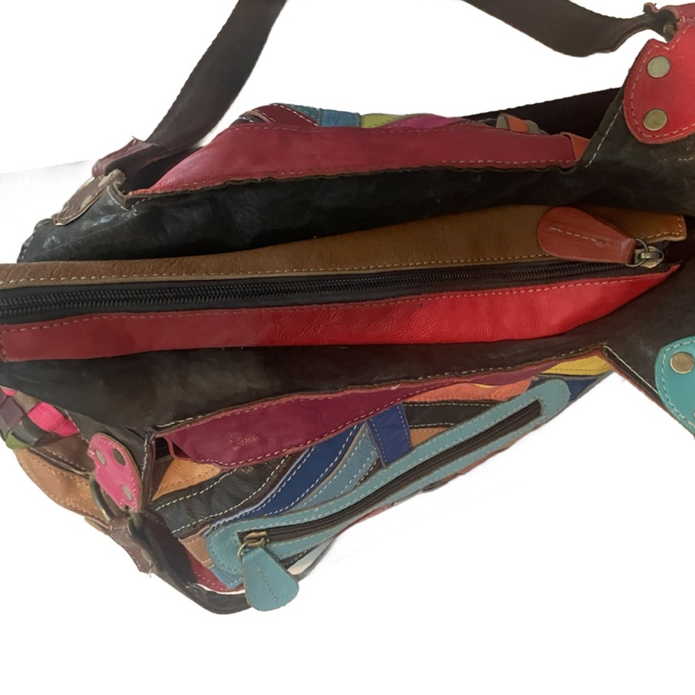 Ameri Leather Colorful Handbag Patchwork Quilted … - image 4